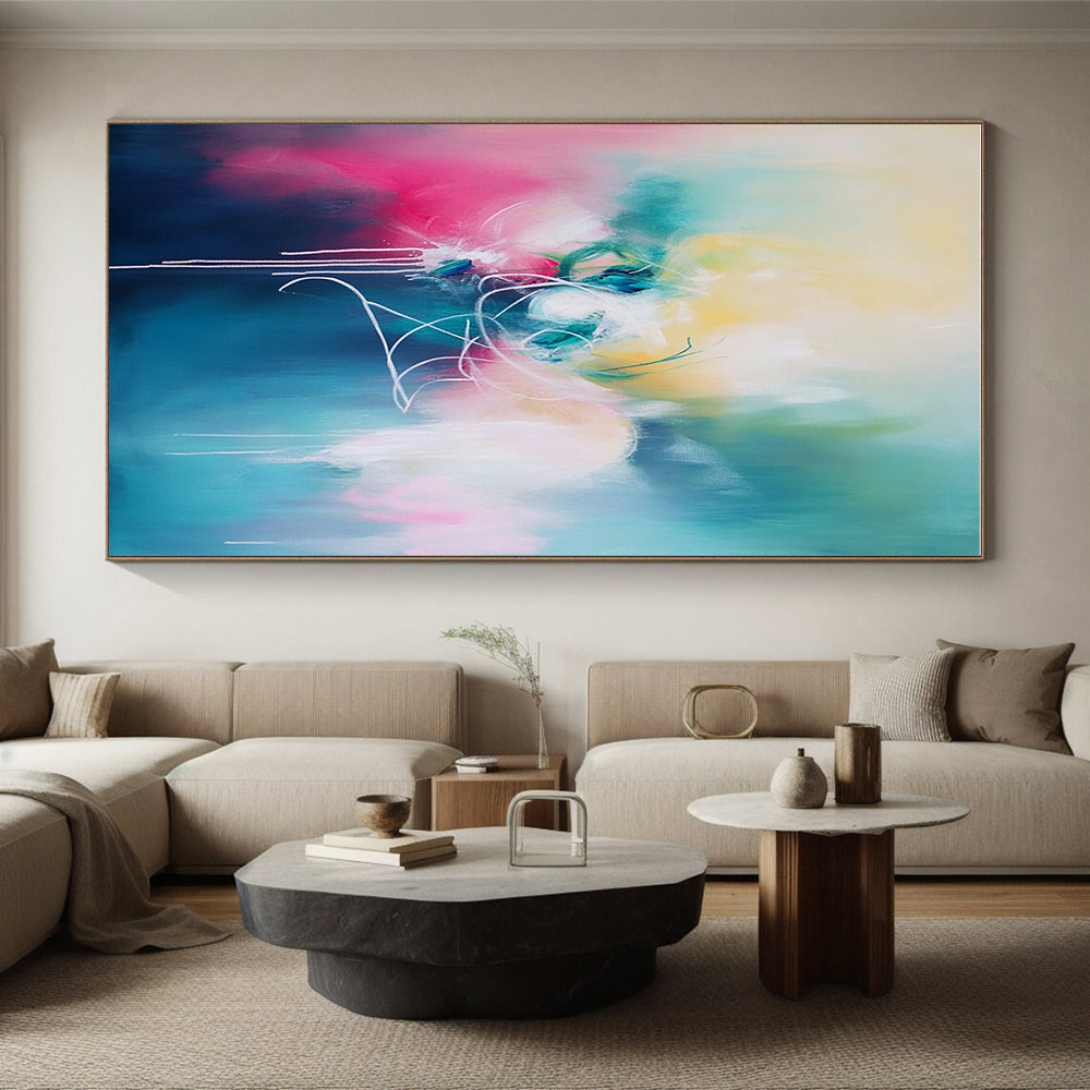 Colorful Abstract Swirl Painting with Fluid Lines GER815
