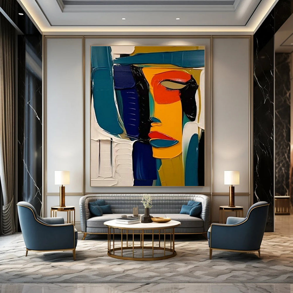 Large Hand-Painted Abstract Painting for Office and Cottage Bedroom DLZ1537