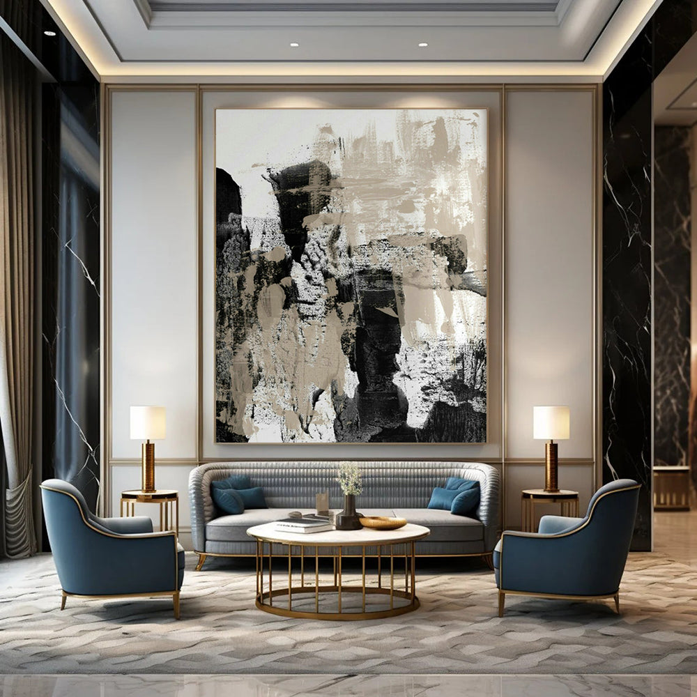 Oversized Hand-Painted Abstract Oil Painting Wall Hanging, Creating a High-End Atmosphere for Office and Corridor DLZ0973