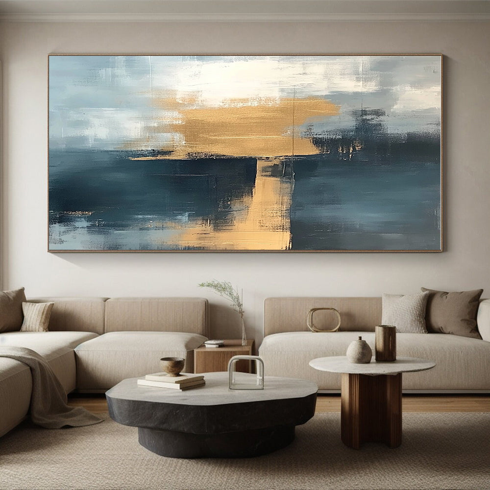 Gray and Gold Abstract Painting with Subtle Textures GER380