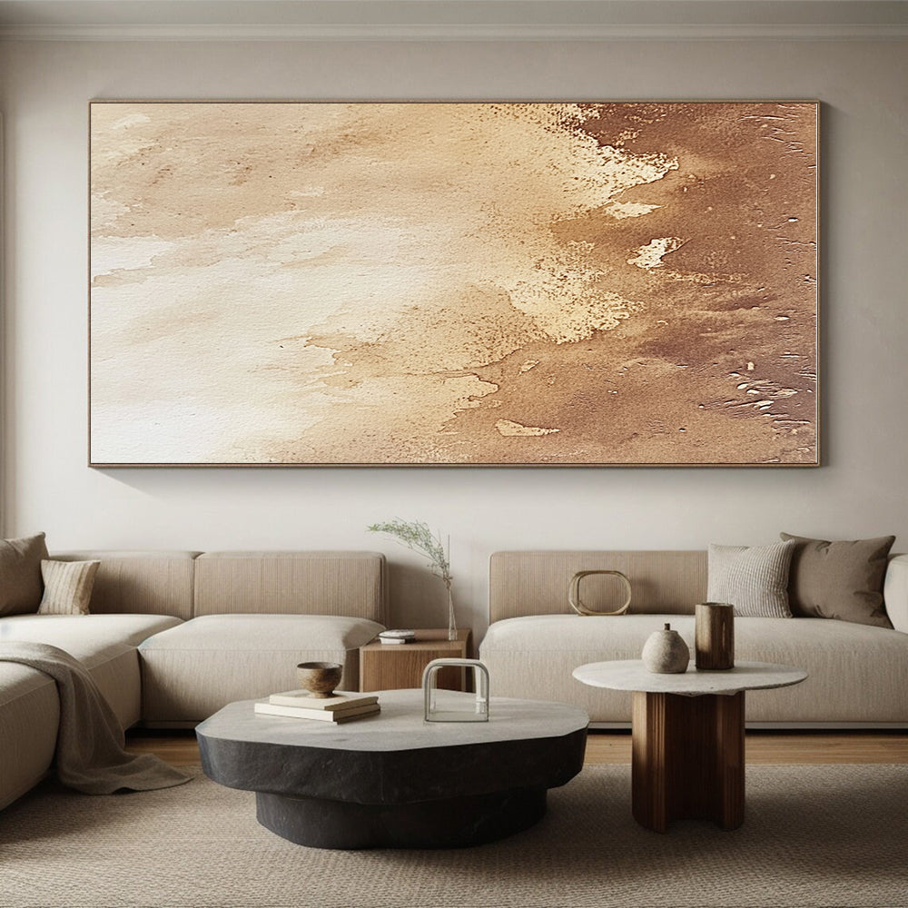 Brown and Beige Gradient Watercolor Abstract Painting with Subtle Textures GER004