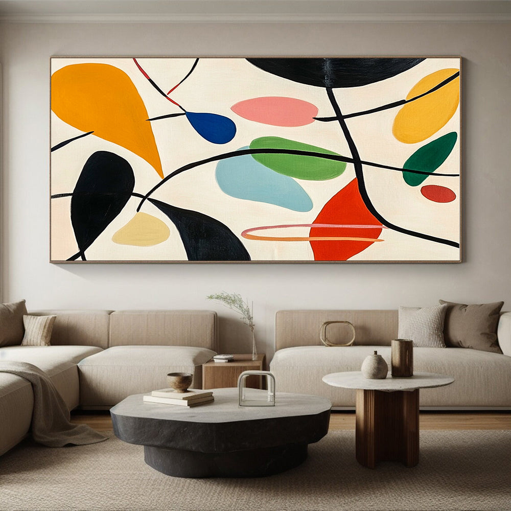 Colorful Leaf - like Abstract Painting with Playful Shapes GER092