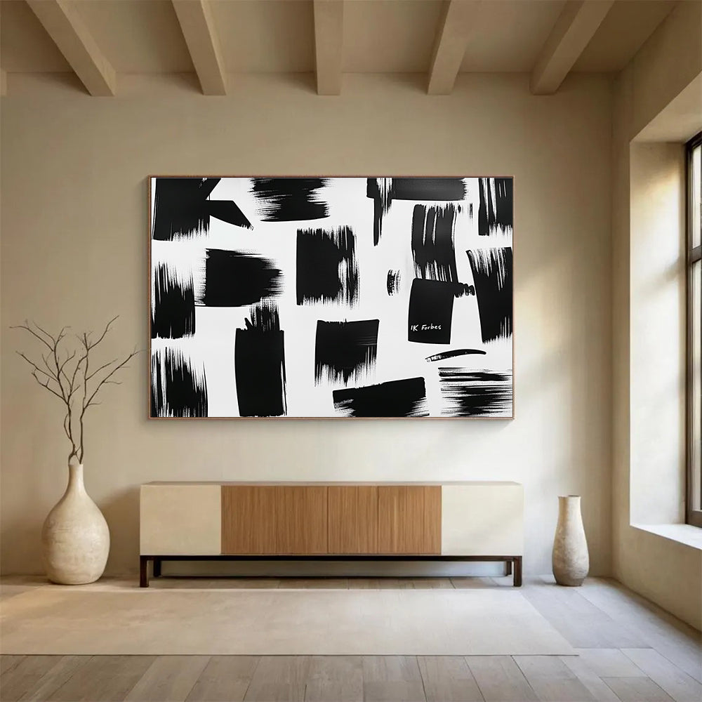 Black and White - Bold Brushstrokes Abstract Painting DYP061