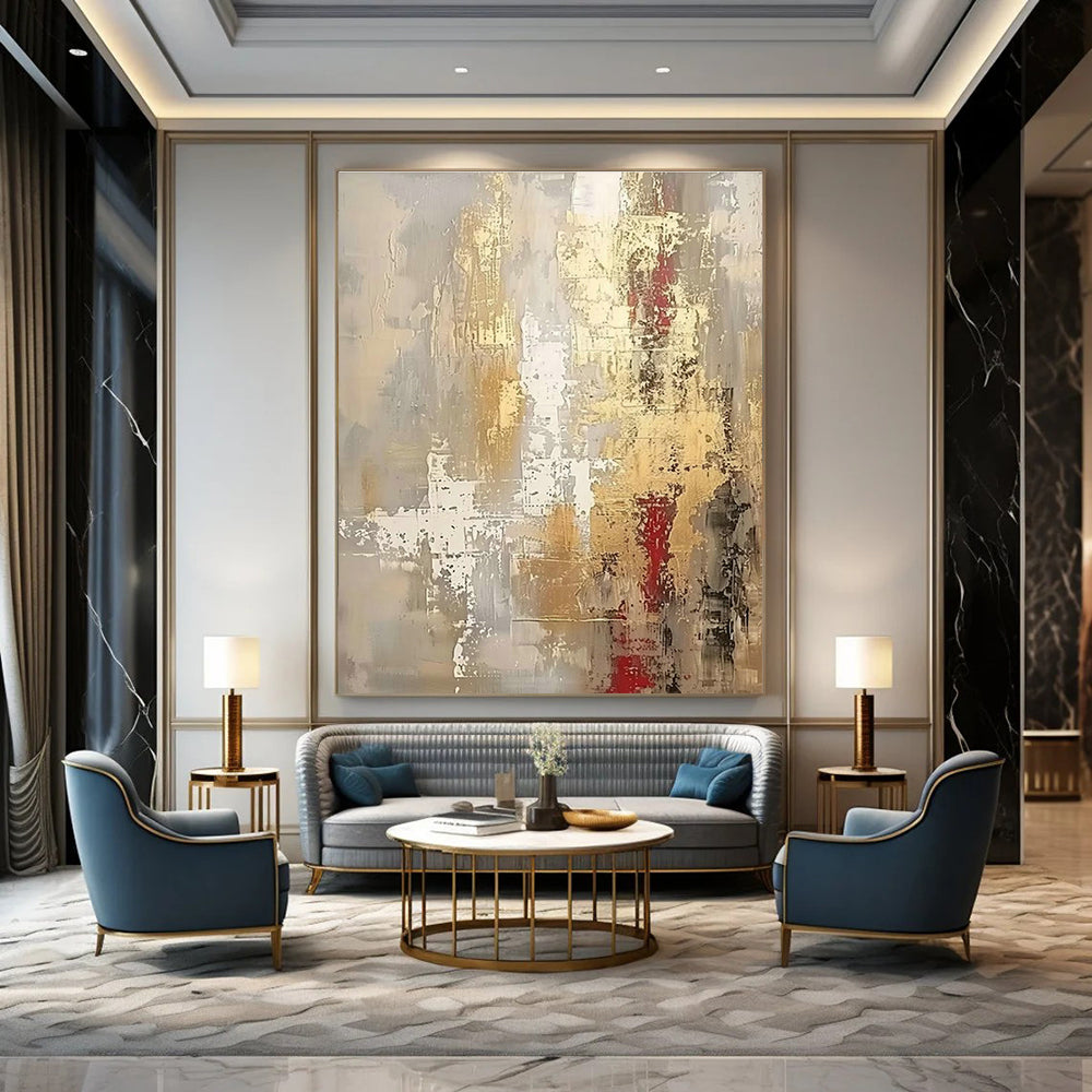 Extra-large Custom Hand-Painted Abstract Art for Dining Room China Cabinet Wall and Entryway Glove Storage Niche DLZ1914