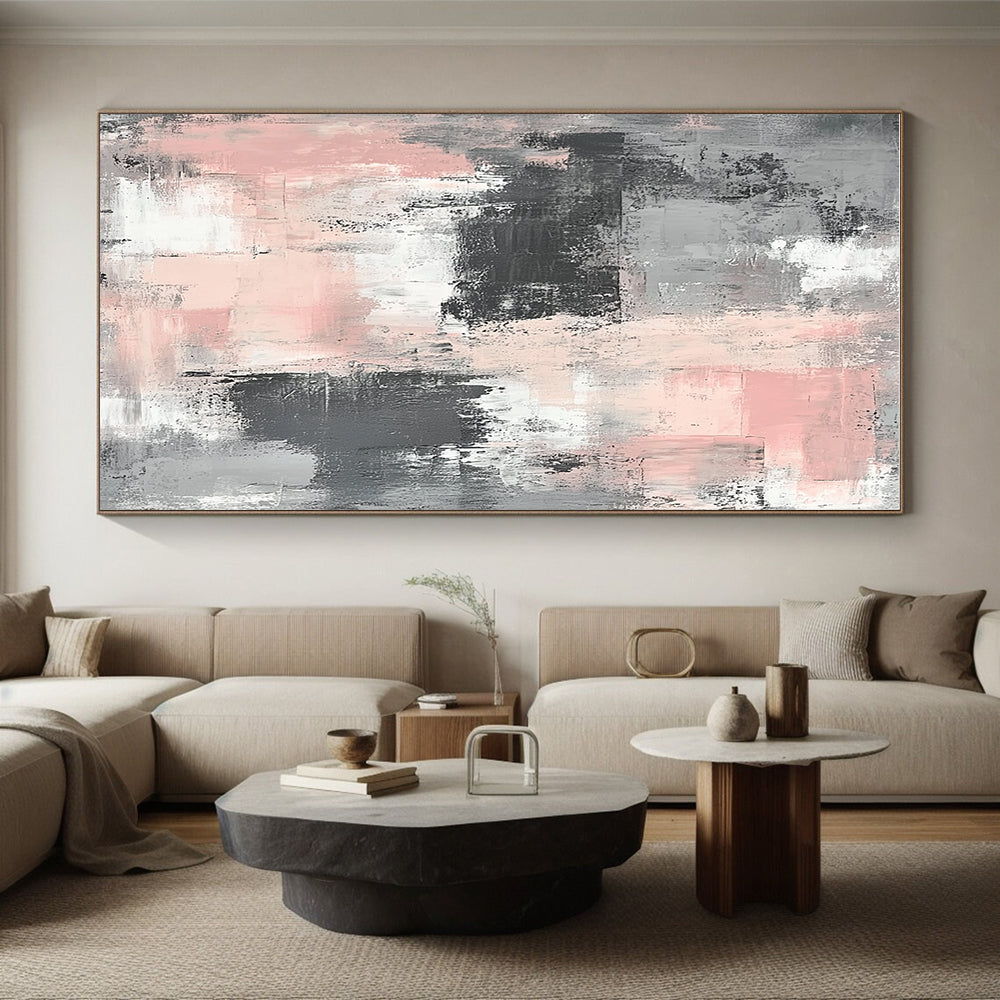 Gray Pink Abstract Textures Painting GER860
