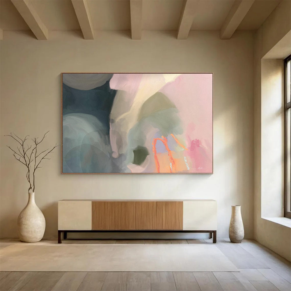 Soft Color Abstract Painting with Gentle, Dreamy Hues THY404