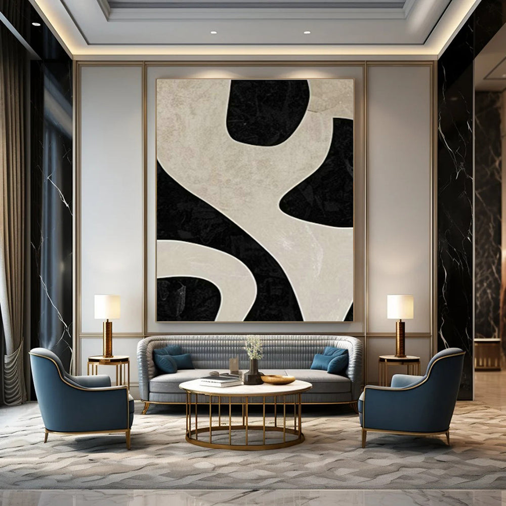 Large Customizable Hand-Painted Abstract Canvas for Living Room Wall Sconce Niche Wall and Bedroom Bedside Table Wall DLZ2003