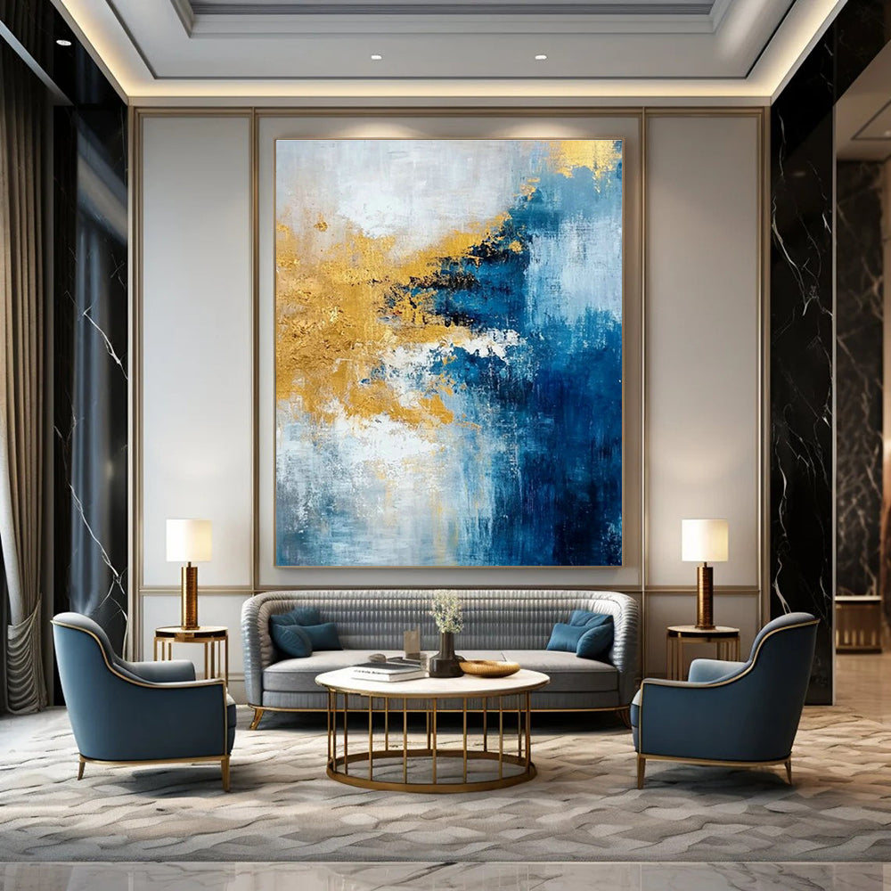 Oversized Custom Hand-Painted Abstract Art for Cottage Hallway Umbrella Stand Base Wall and Office Equipment Storage Wall DLZ1906