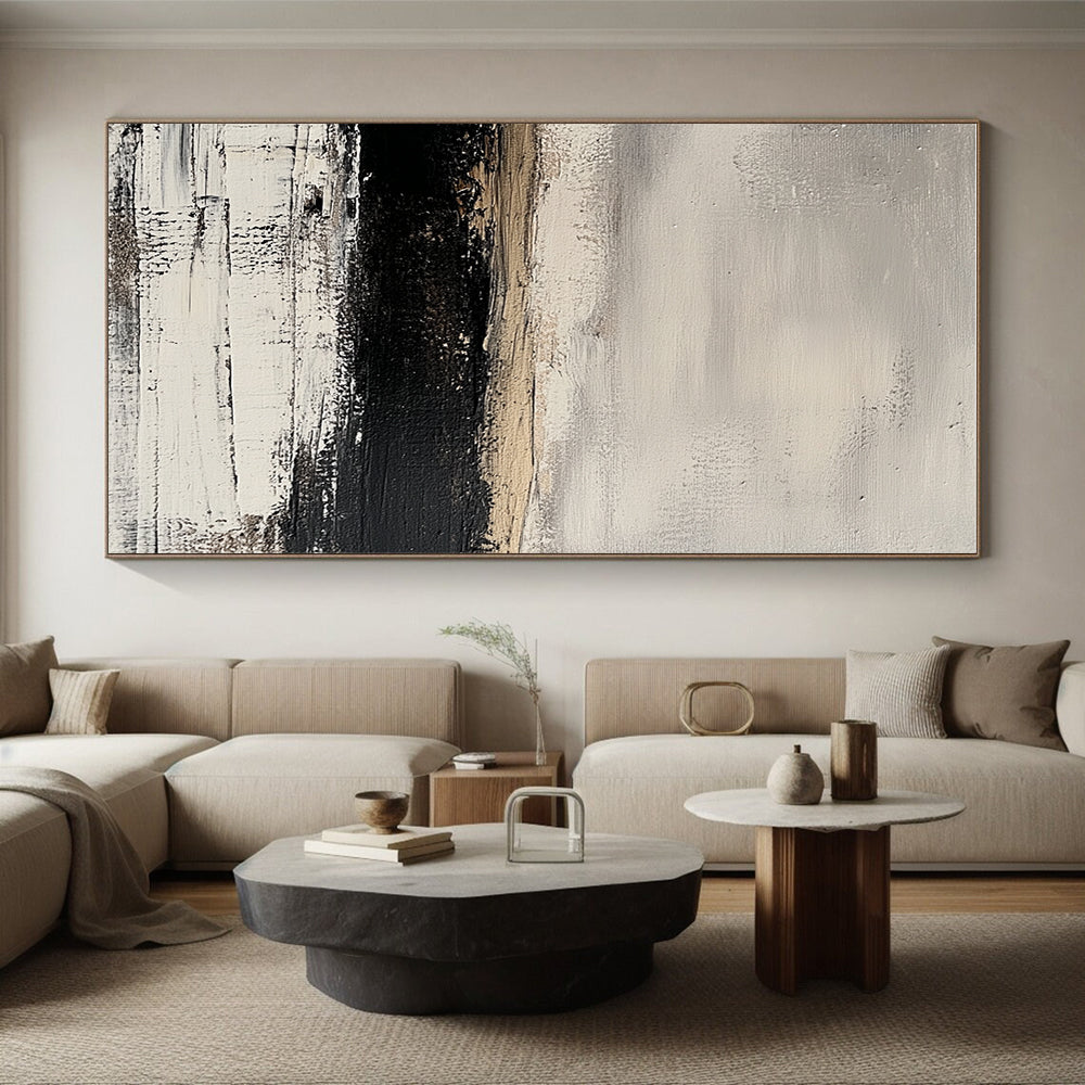 Monochromatic Landscape Abstract with Gray Beige and Black GER344