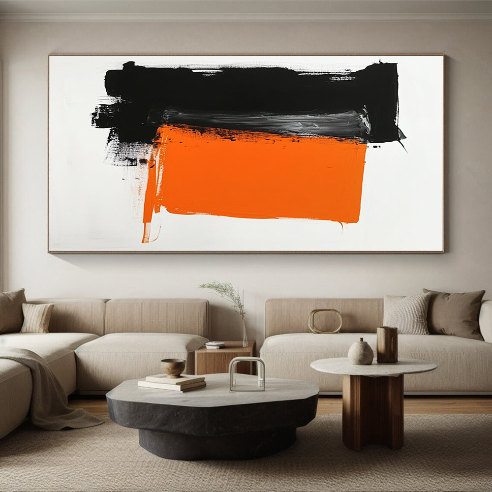 Black Orange Contrast Abstract Painting GER830