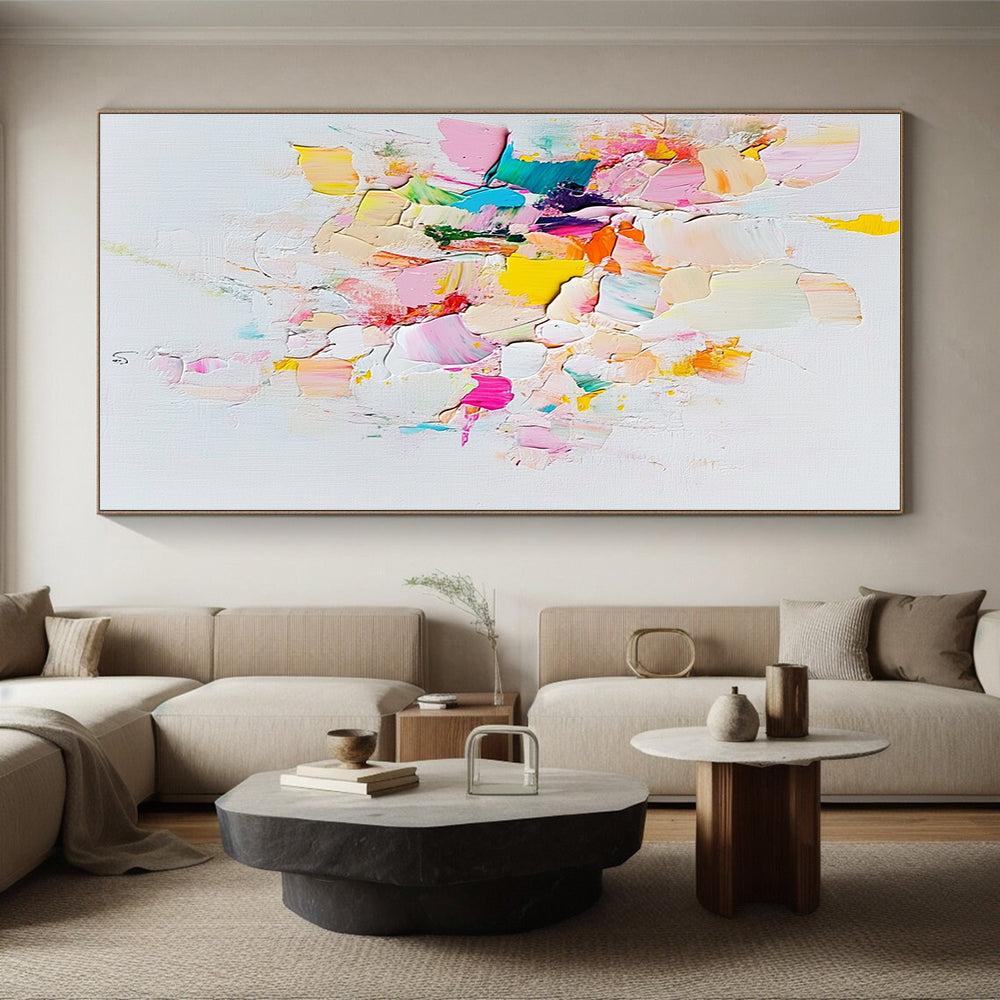 Pastel Patch Abstract Painting with Layered Colorful Textures GER657