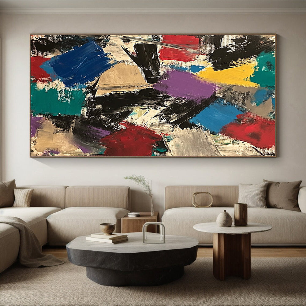 Colorful Patchwork Abstract Painting with Eclectic Shapes GER777