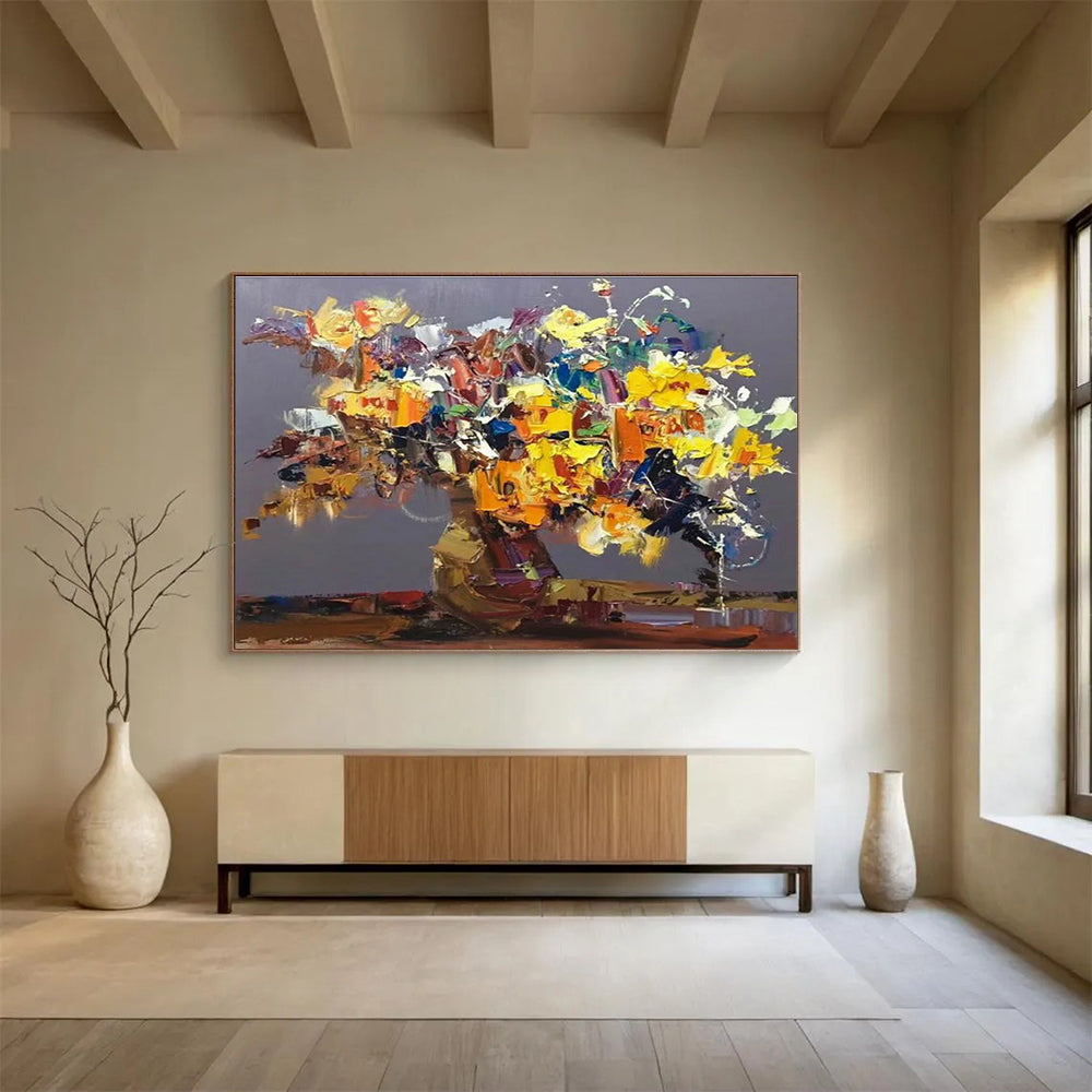 Colorful Floral Abstract Painting with Vibrant Hues THY279