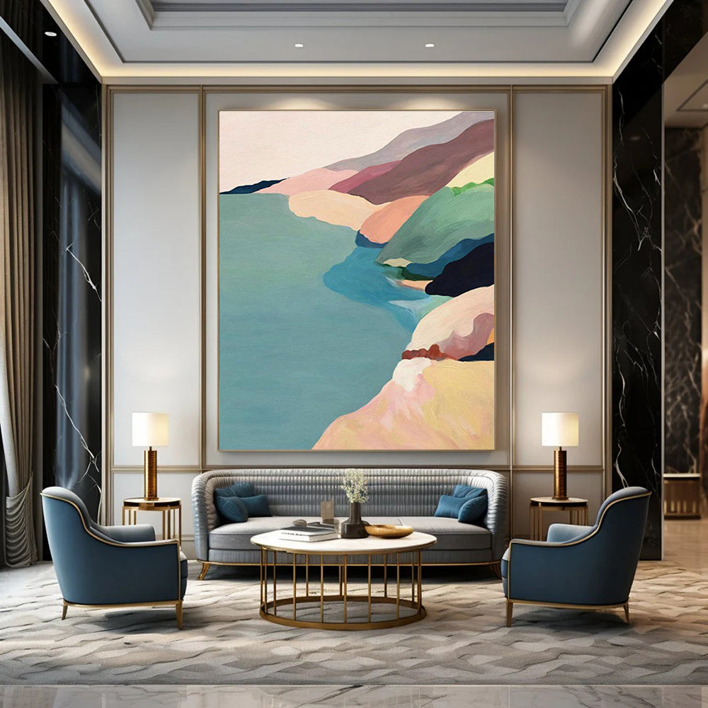 Oversized Custom - Created Handmade Abstract Painting for Bedroom and Entryway DLZ2156