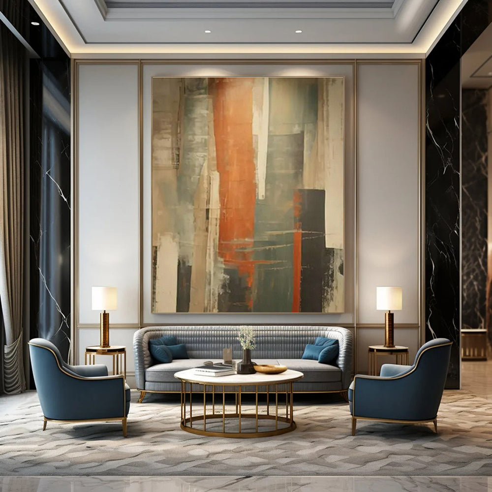Original Handmade Abstract Canvas for Cottage Dining Room Sideboard Wall and Entryway Dog Leash Hook Area DLZ1695