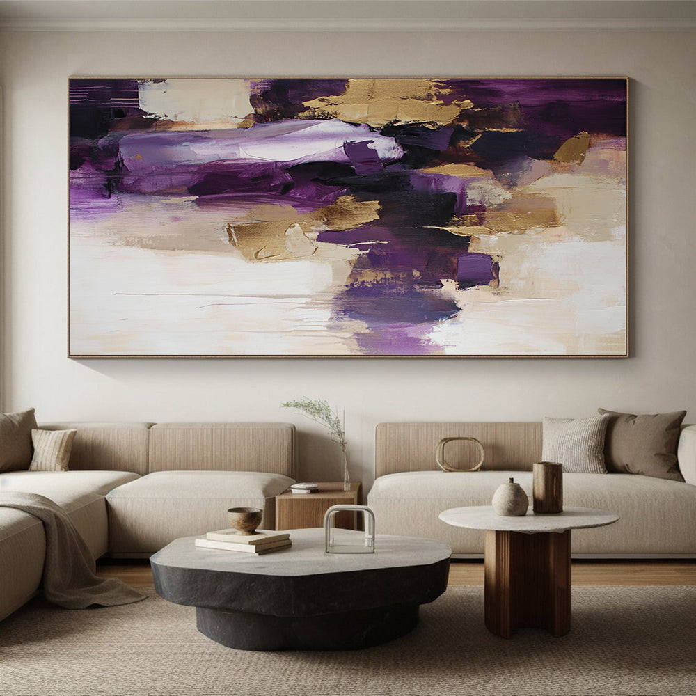Purple and Gold Abstract Painting with Elegant Strokes GER462