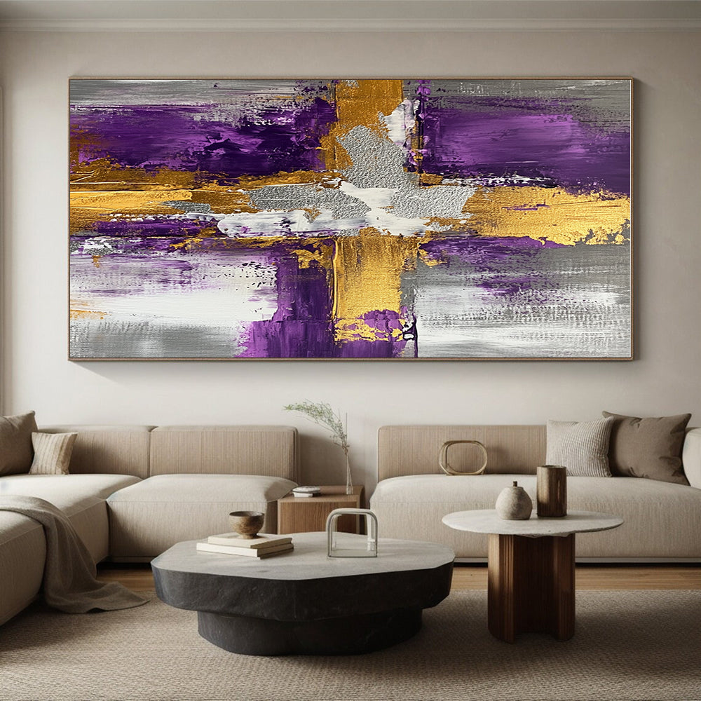 Purple Gold and Gray Abstract Painting with Opulent Accents GER521