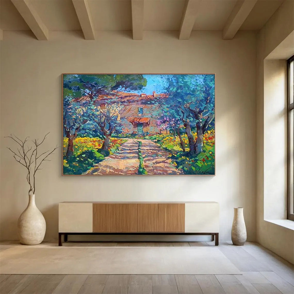House in Flower Garden Impressionist Painting THY452