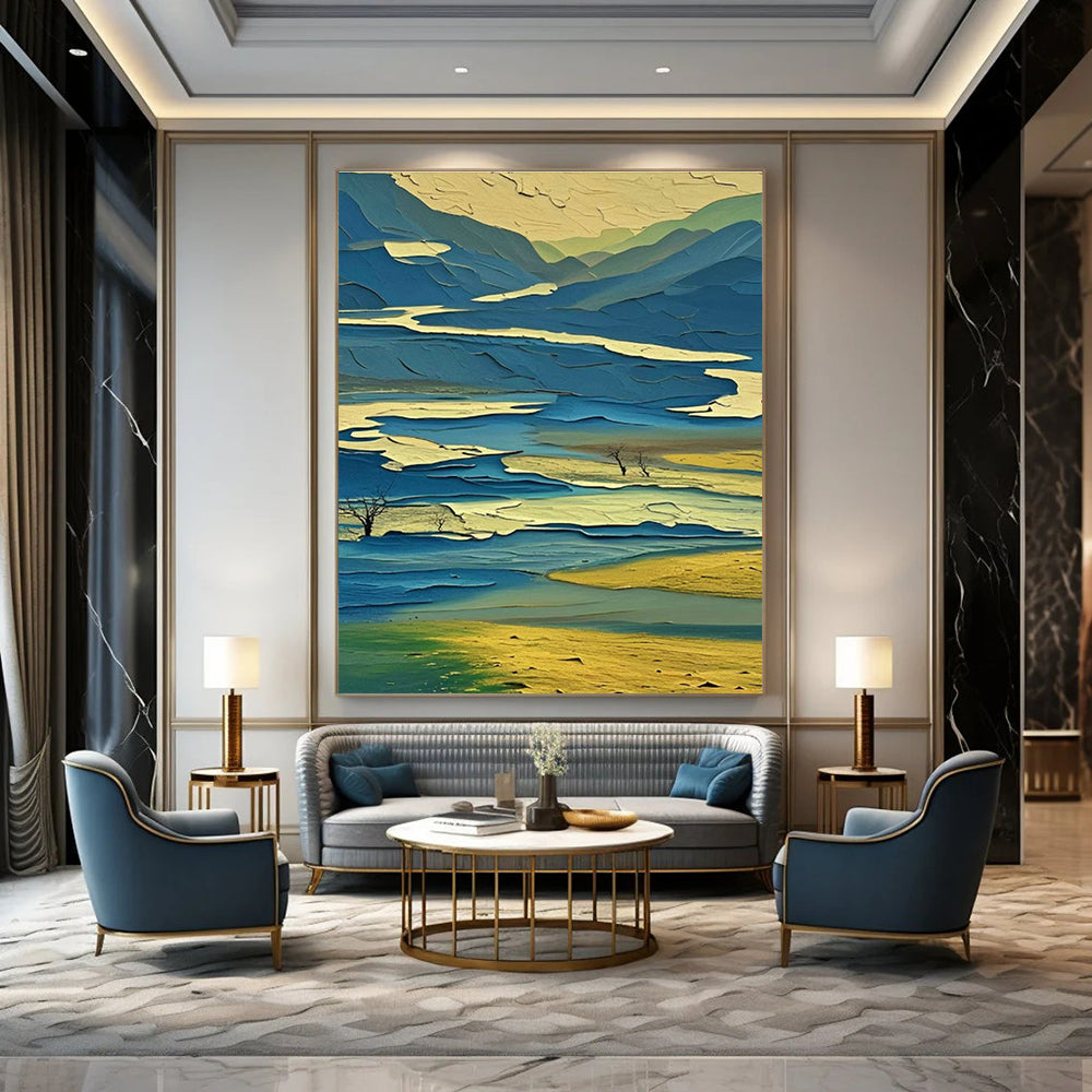 Large Hand-Painted Abstract Canvas Wall Hanging, Creating a Creative Space for Office and Corridor DLZ0970