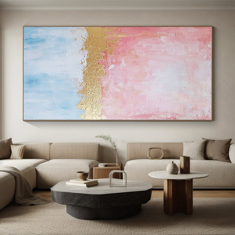 Pink Gold Abstract Painting with Delicate Layers GER726