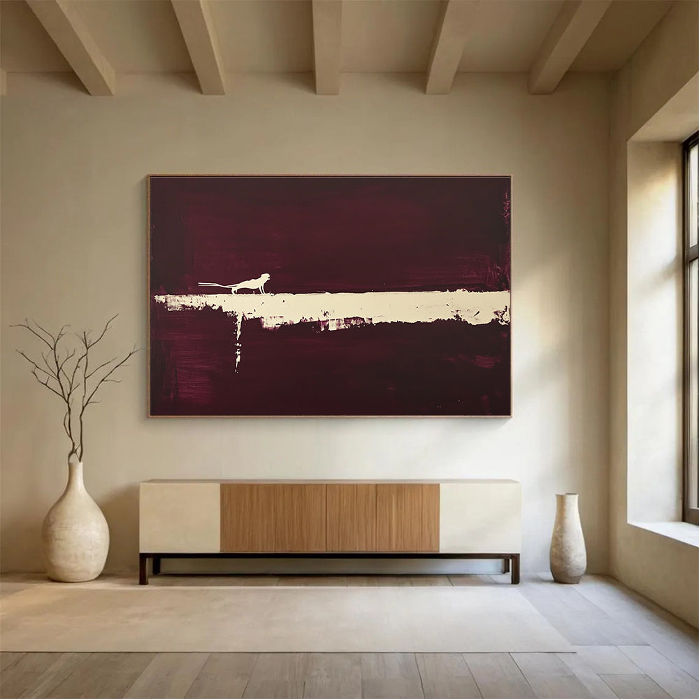Dark Purple and White Silhouette Abstract Painting with Mysterious Vibe DYP254