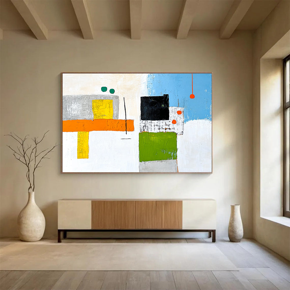 Colorful Geometric Abstract Painting with Playful Shapes DYP258
