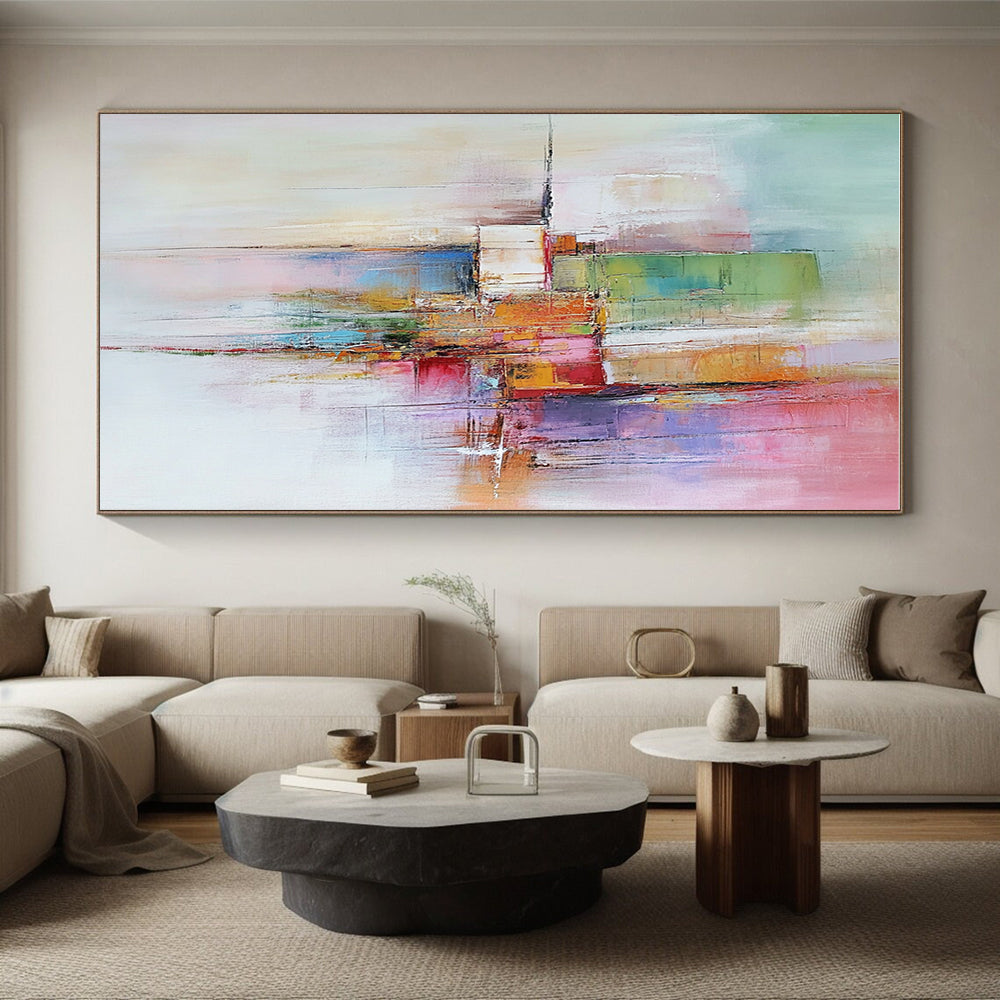 Colorful City Abstract Painting with Vibrant Shapes GER468