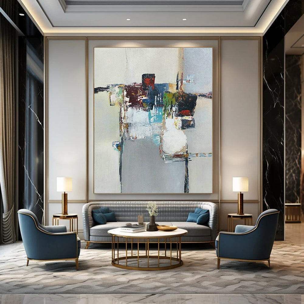 Oversized Hand - Painted Abstract Canvases for Bedroom Wardrobe Interior Backings & Dining Room Wine Rack Shelves DLZ0924