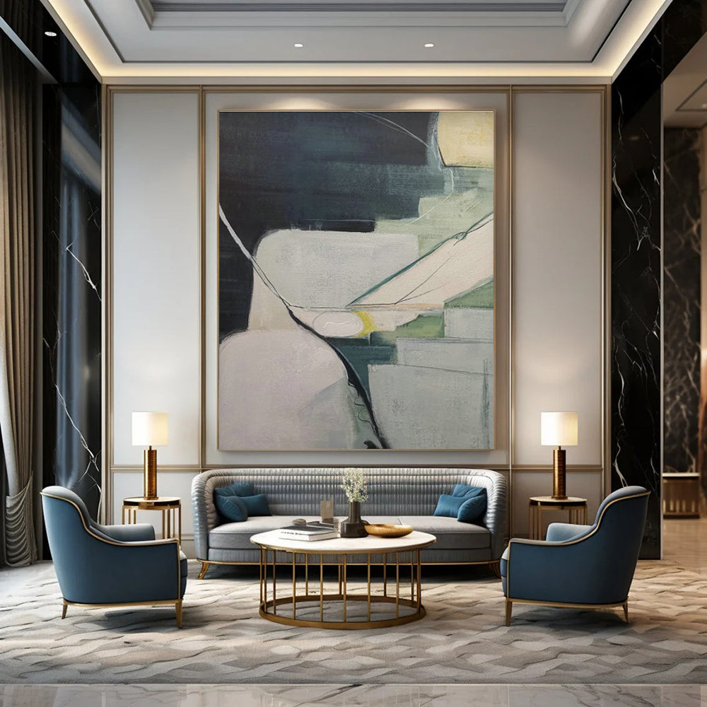 Abstract Hand - Painted Canvases for Living Room Coffee Table Storage Compartment Doors & Dining Room Sideboard Wine Rack Inserts DLZ0878