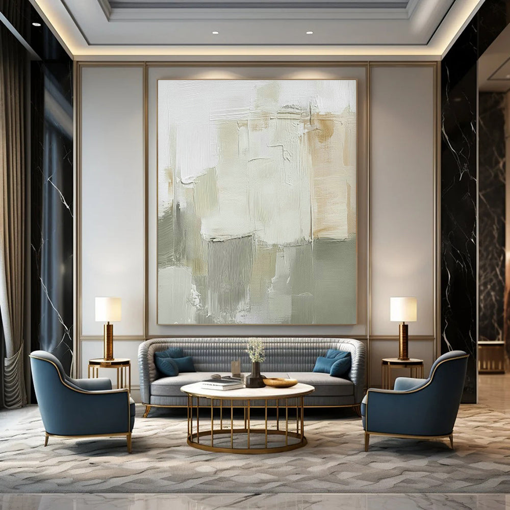 Grand - Scale Custom Abstract Paintings for Living Room Fireplace Mantel Shelves & Office Reception Seating DLZ0713