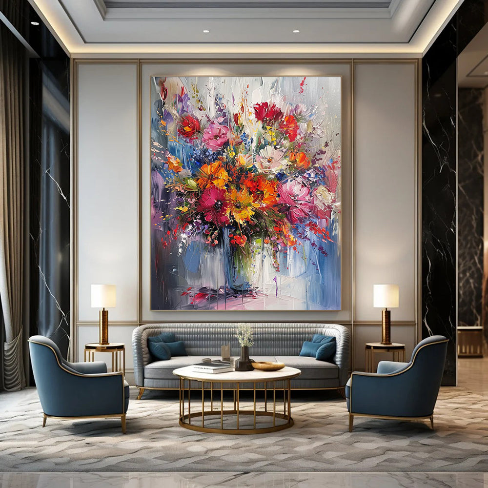 Colorful Floral Abstract Painting with Rich Hues ADGE260
