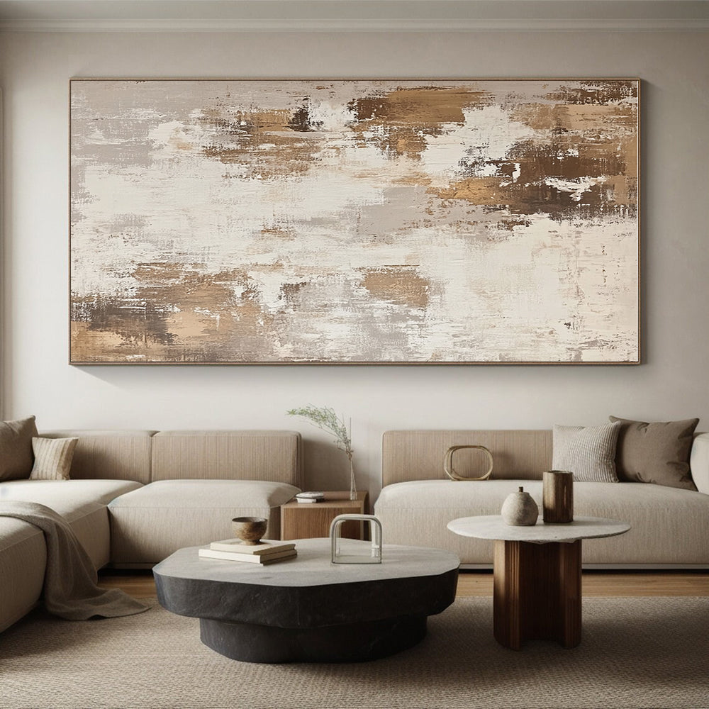 Beige and Brown Textured Abstract Painting with Earthy Vibes GER126