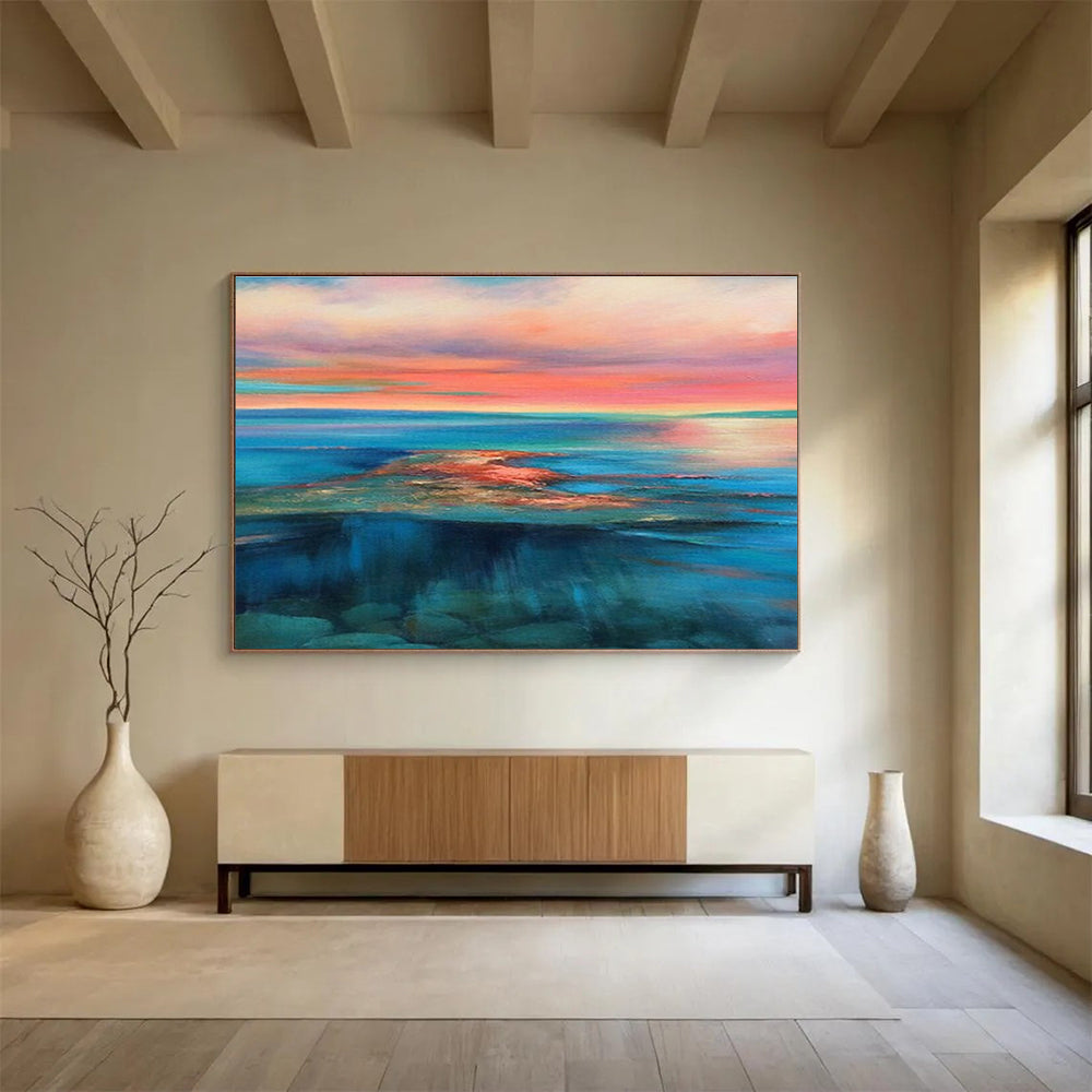 Colorful Sky Sea Sunset Abstract Painting THY023
