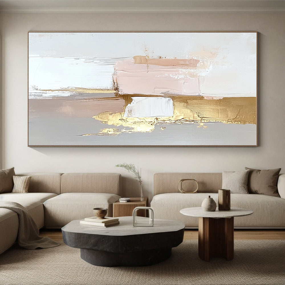 Pink and Gold Abstract Painting with Soft Layers GER471