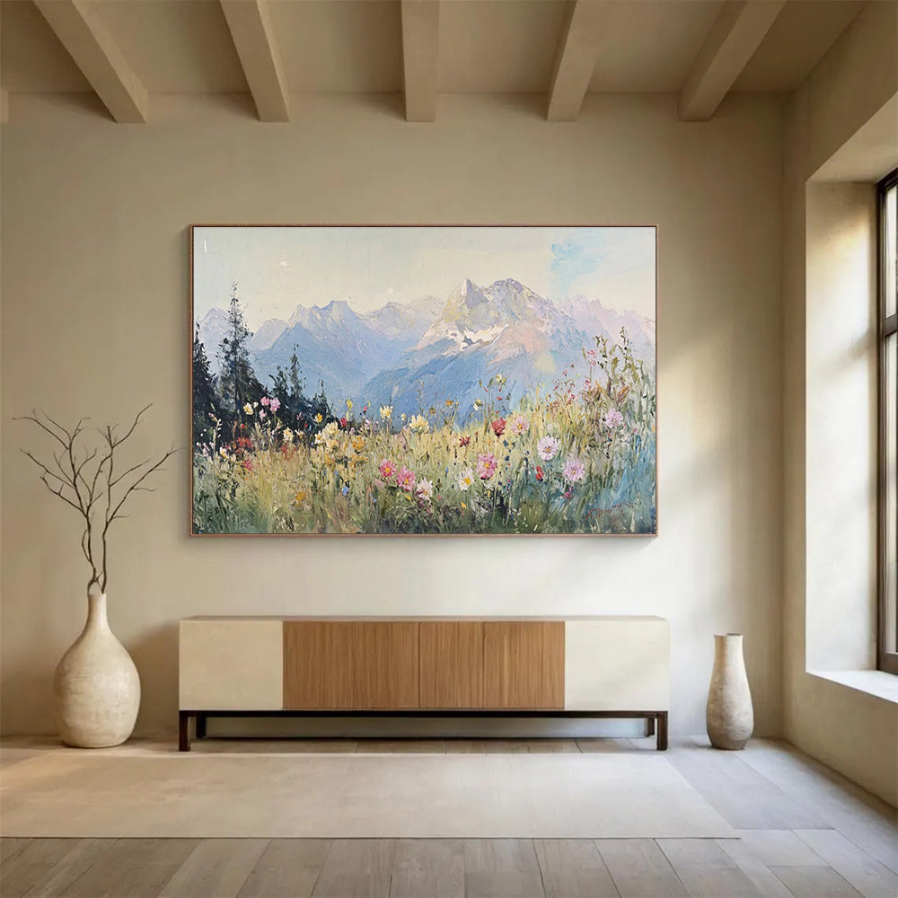 Alpine Meadow Abstract Painting with Fresh, Natural Abundance THY409