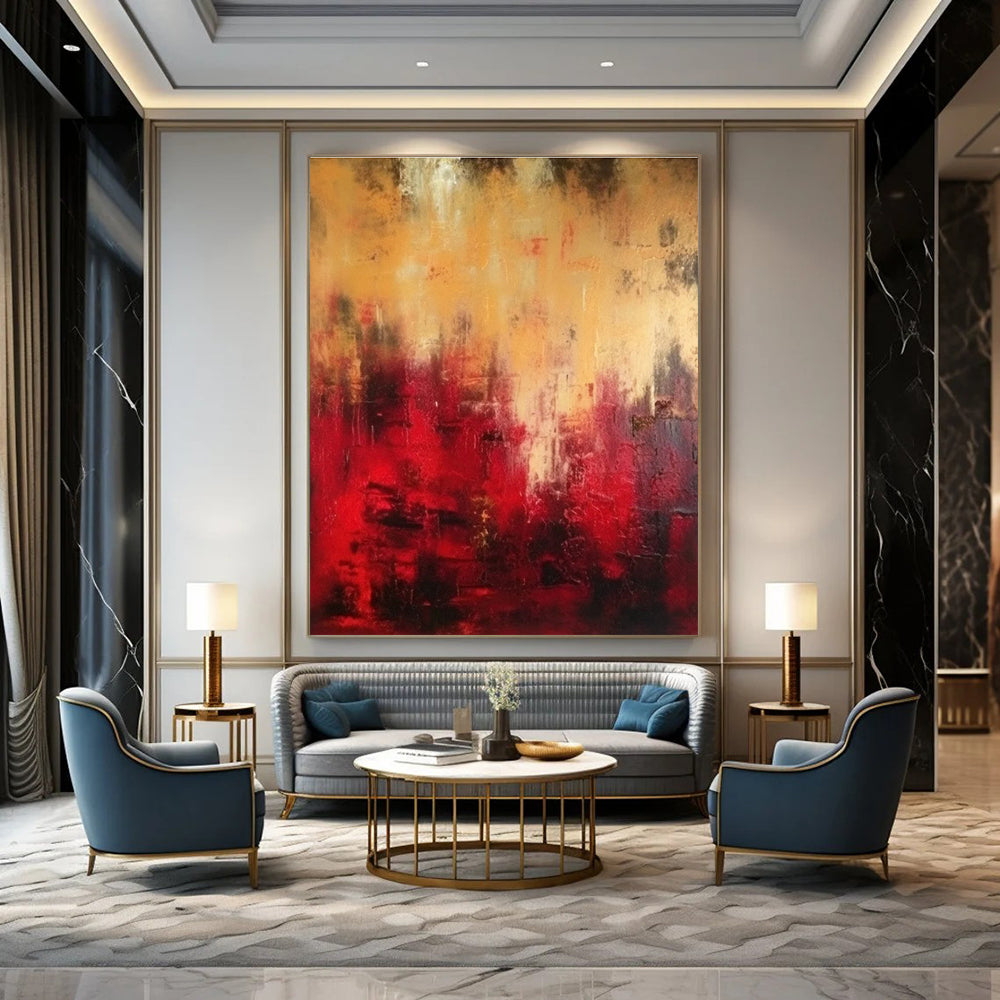 Red and Gold Abstract Painting with Intense Textures ADGE073