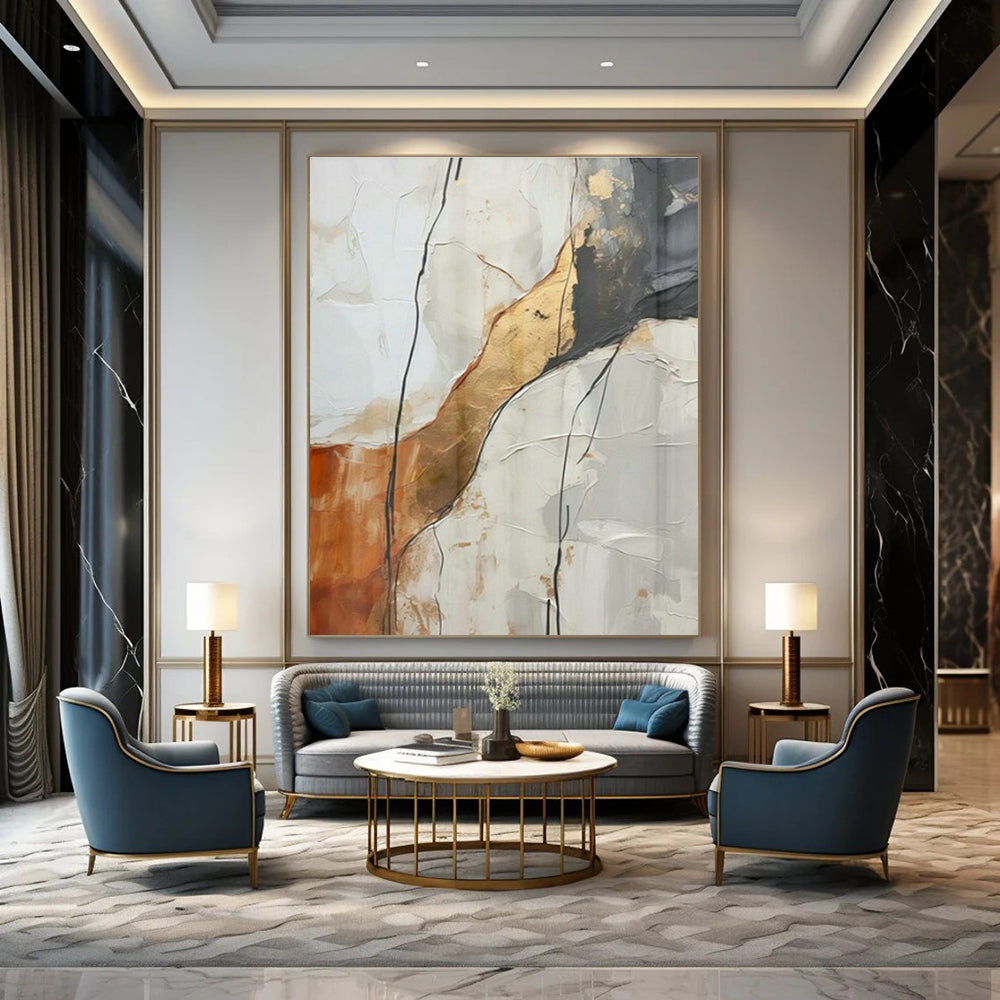 Large Customizable Hand-Painted Abstract Canvas for Living Room Window Treatment Wall and Bedroom Bedside Table Wall DLZ1945