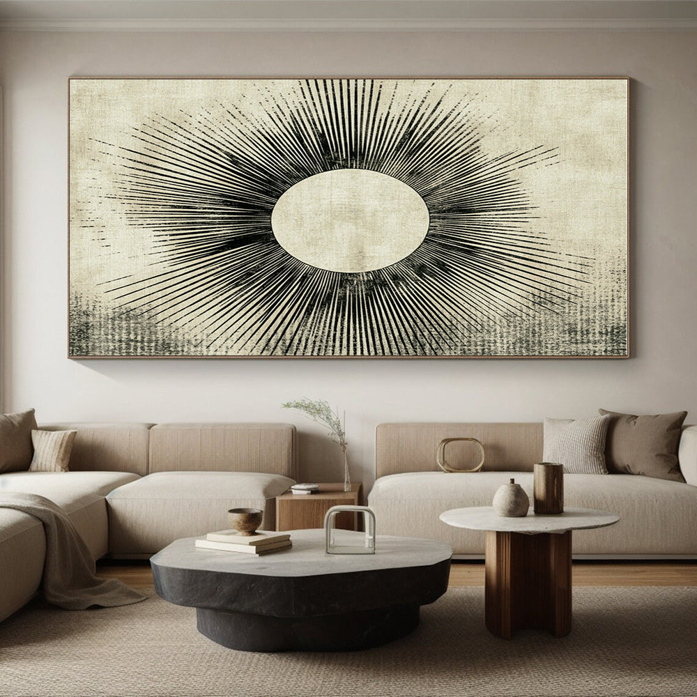 Sunburst Abstract Painting with Radiating Lines GER114