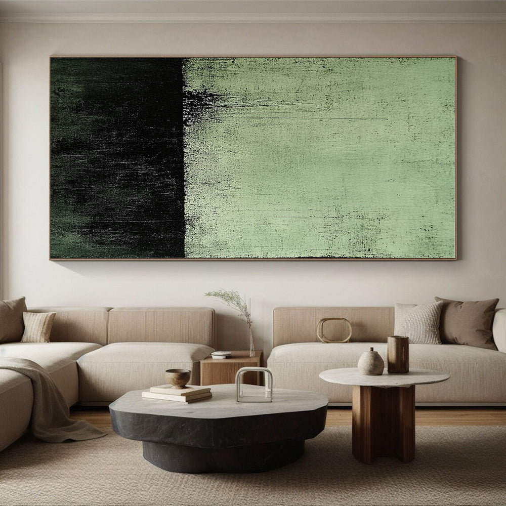 Dark Green and Black Textured Abstract Painting GER233