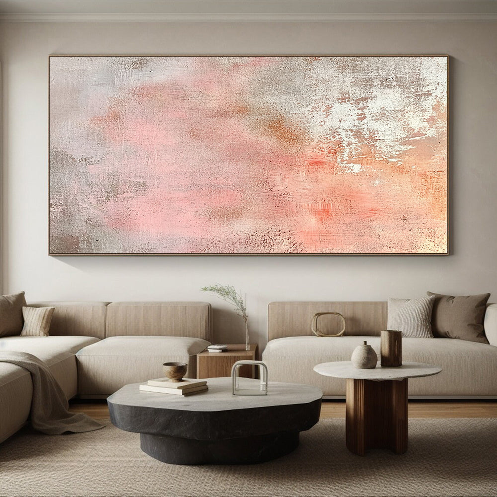 Soft Pink and Gray Textured Abstract Painting GER280