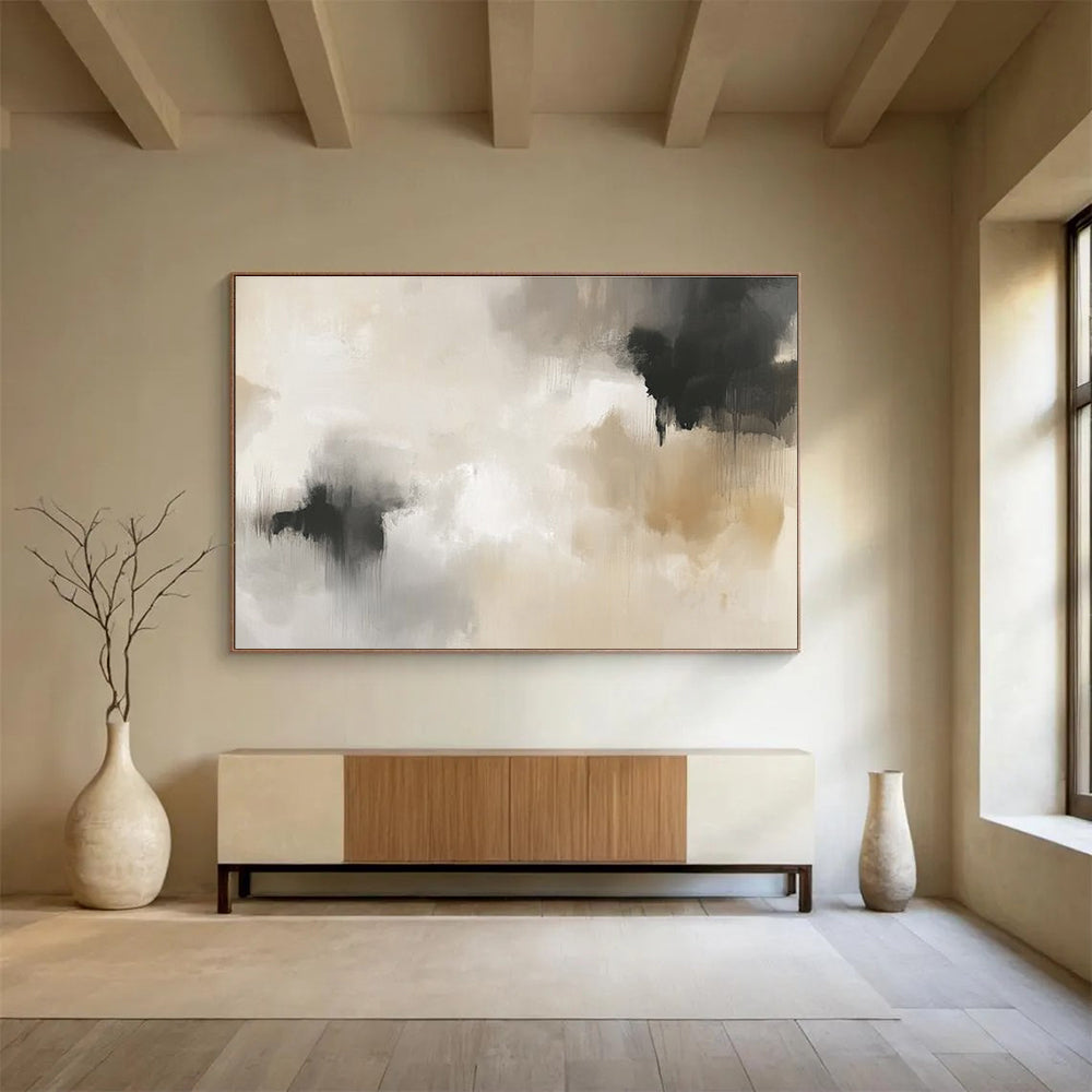 Beige and Gray Abstract Painting with Subtle and Calming Tones DYP379