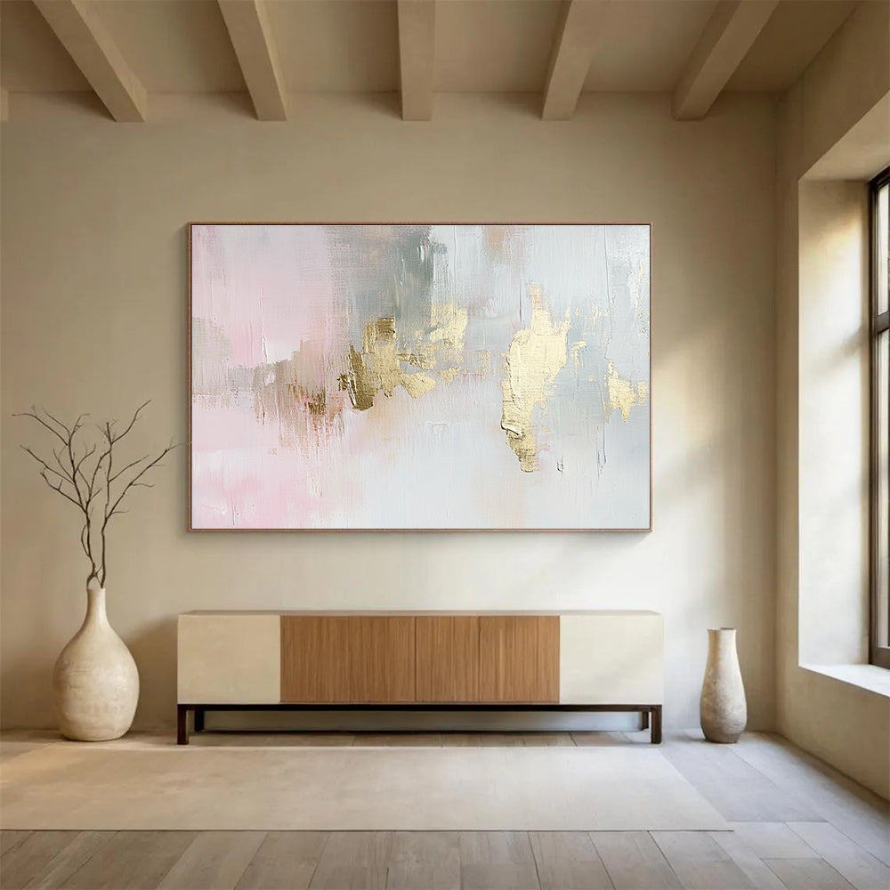Abstract with Gold Accents on Pink and Gray DYP544
