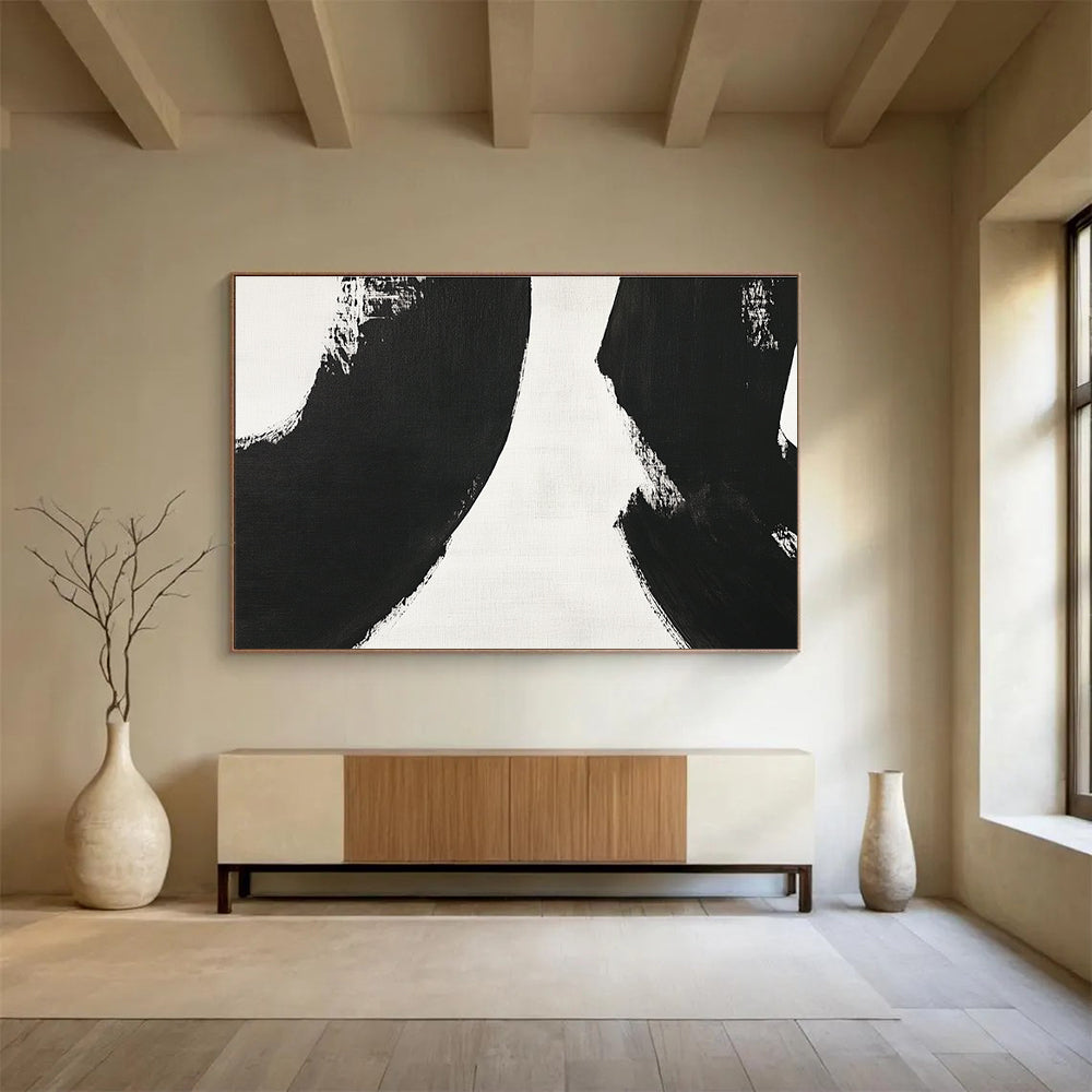 Black White Dynamic - Brushstroke Abstract Painting DYP031
