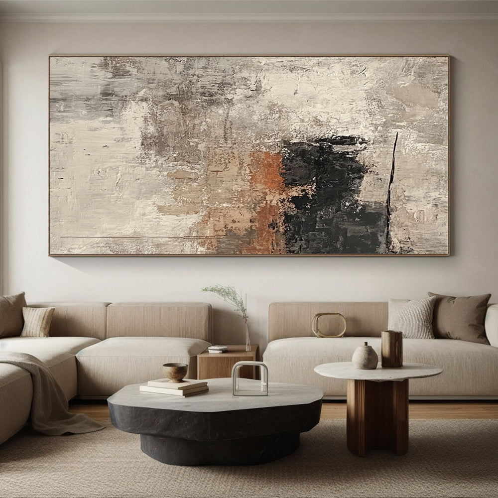 Gray Textured Abstract Painting with Layered Depths GER155