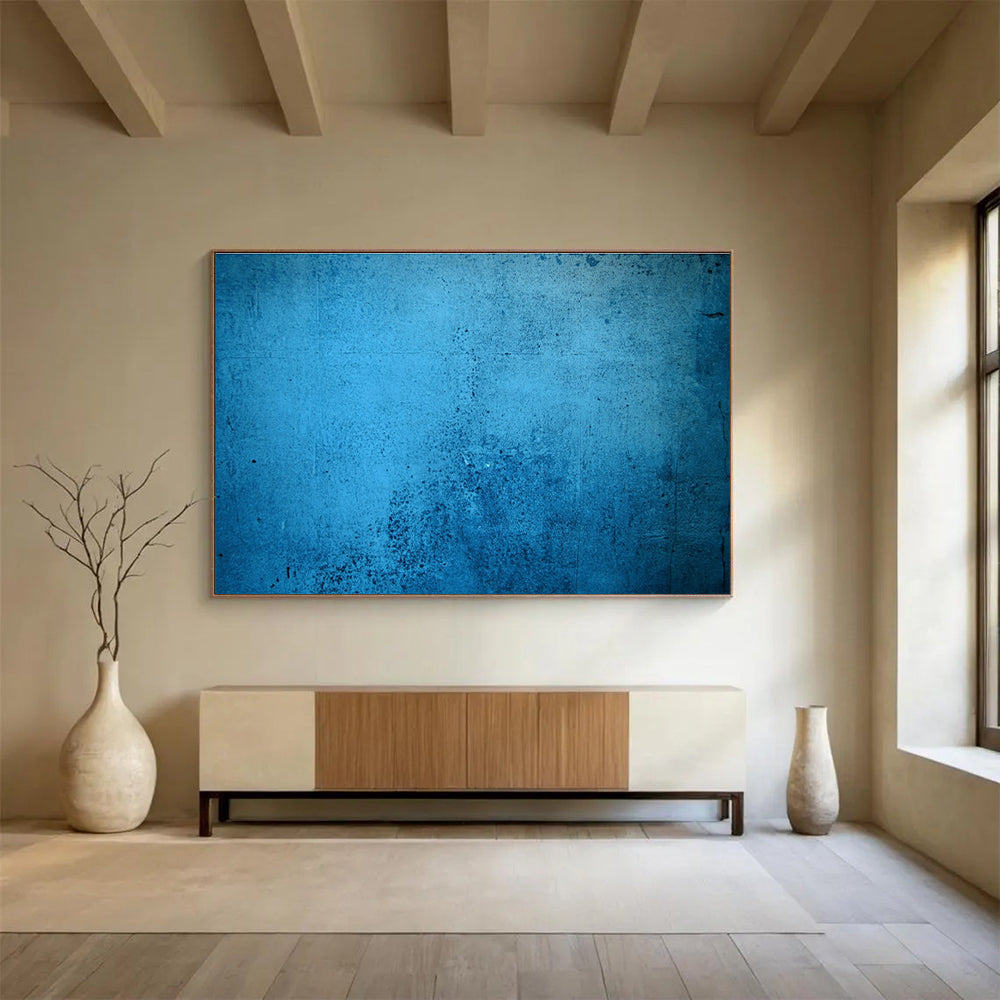 Large abstract painting featuring a dark blue grunge background with ultra-realistic texture perfect for modern decor.SC576