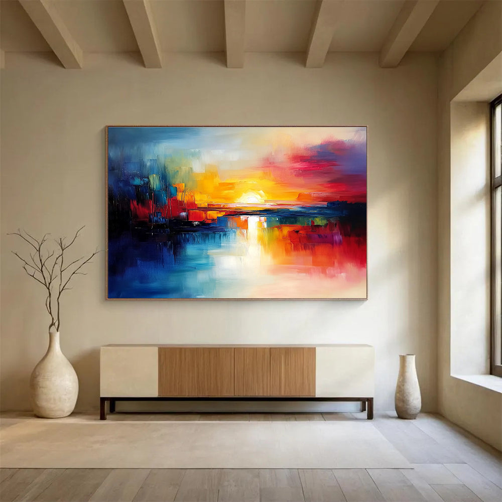 Colorful Sunset Abstract Painting with Vivid Hues DYP152