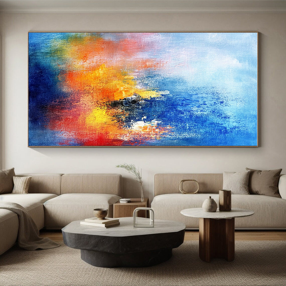 Blue Orange Abstract Painting with Blended Hues GER514