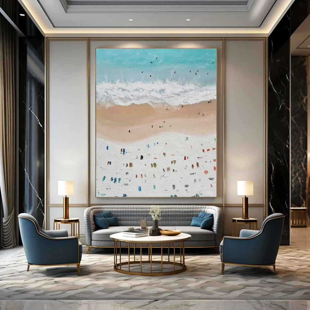Custom - Sized Large Handmade Abstract Painting for Living Room & Dining Room DLZ2036