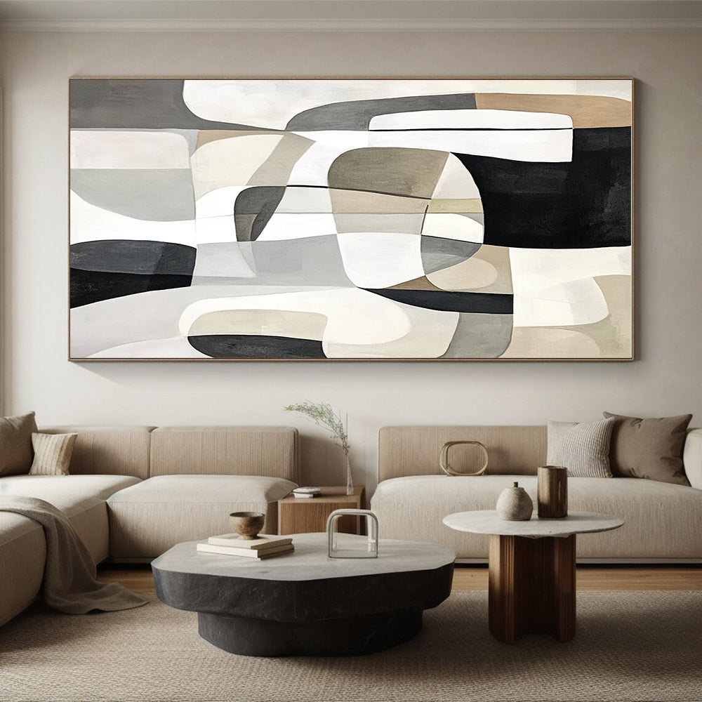 Neutral Tones Soft Geometric Abstract Artwork GER212