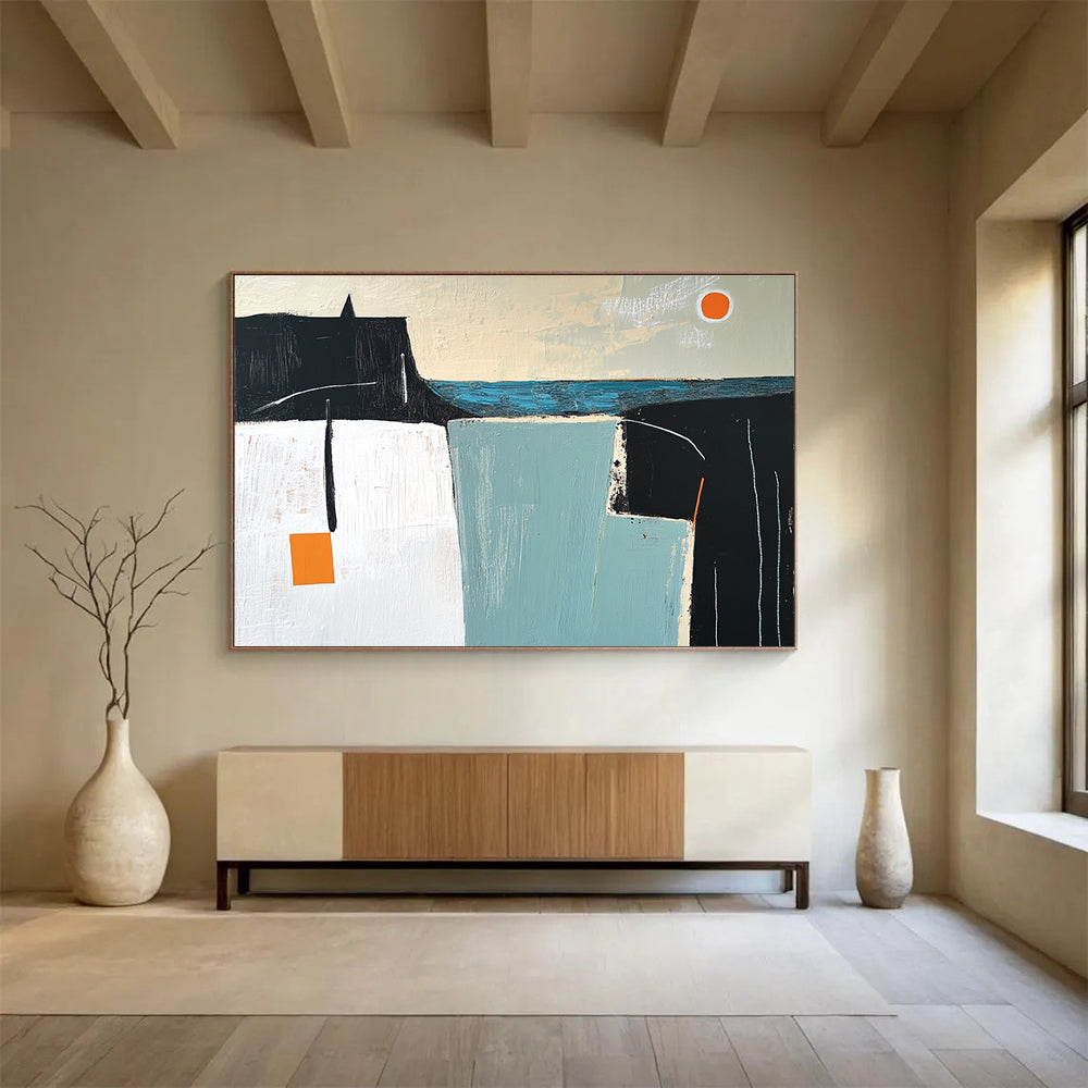 Minimalist Abstract Coastal Painting with Simple Shapes DYP546